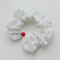 クリスマス限定カラー　猫首輪・丸襟シュシュ　ーホワイト・ドット－ 2枚目の画像