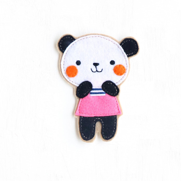 入園準備に＊パンダの大きいフェルトワッペン 名入れ＊おしゃれで