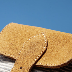 手織り布 携帯電話ケース 収納バッグ チケット入れ のんびり 旅行 カードケース サイドリュック スエード 本革 グレー ストラ 7枚目の画像