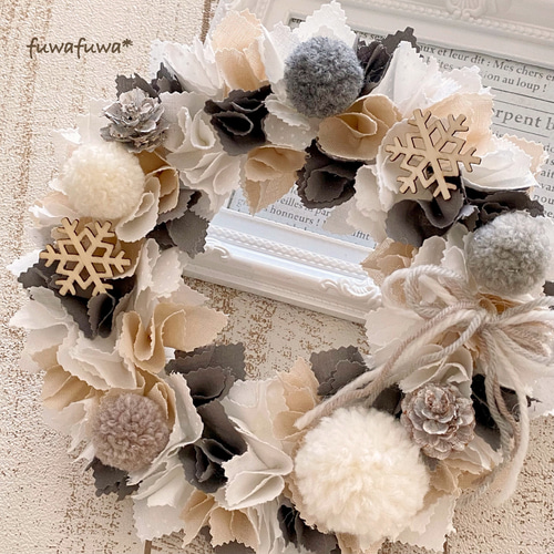 83）フラワーリース布リースリースクリスマスリースファブリック