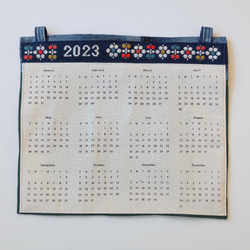 最後の1点！こぎん刺しのカレンダー2023☺︎お花畑【こぎん刺し☺︎刺繍】⌘受注製作⌘ 4枚目の画像