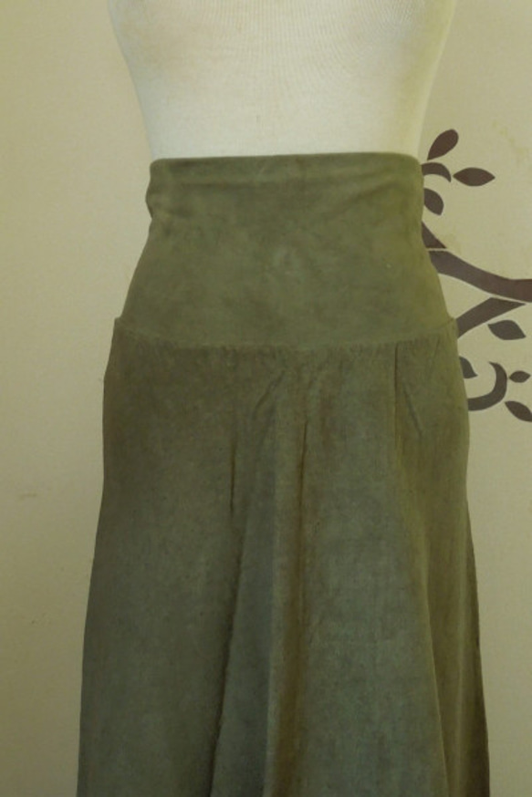 【お取り寄せ】asana ヘンプコットン ロングスカート121●草木染めカーキ 7枚目の画像