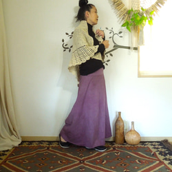 asana ヘンプコットン ロングスカート121●草木染めパープル 1枚目の画像