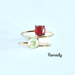 ルビーとペリドットのリング2本セット silver925 18KGP 7月