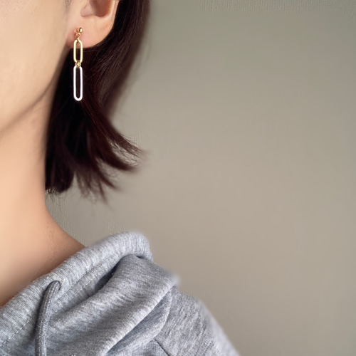 ゴールド×シルバー バイカラーピアス/イヤリング ピアス（フープ
