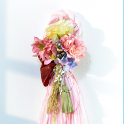 「幸せを呼ぶ」 お正月 しめ縄飾り おしゃれ 手作り ハンドメイド | タッセル ピンク 6枚目の画像