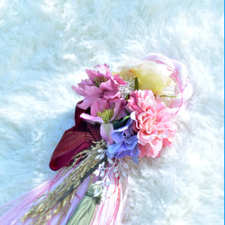 「幸せを呼ぶ」 お正月 しめ縄飾り おしゃれ 手作り ハンドメイド | タッセル ピンク 3枚目の画像