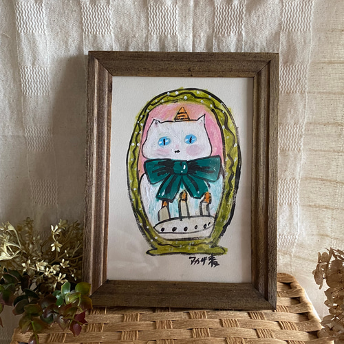 絵画。原画【Happy birthday】01 絵画 アカザ麦 通販 15015996