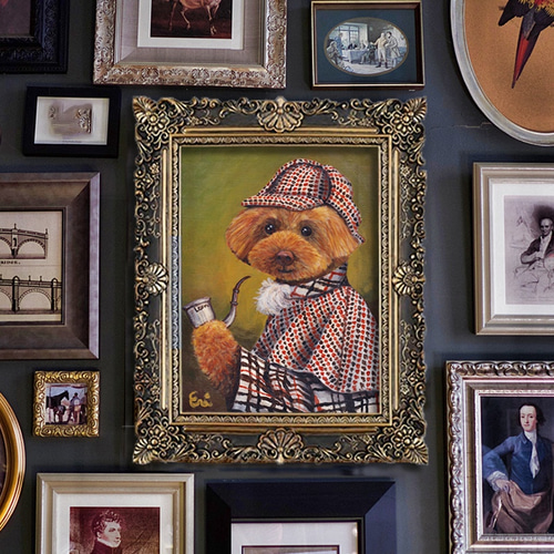 額縁有＊キャンバスにうちの子の肖像画＊オーダーメイド＊洋服＊犬＊猫