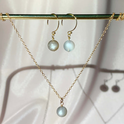 灰月光項鍊耳環套組 (14K包金) /Grey Moon Necklace & Earring Set (14KGF) 第1張的照片