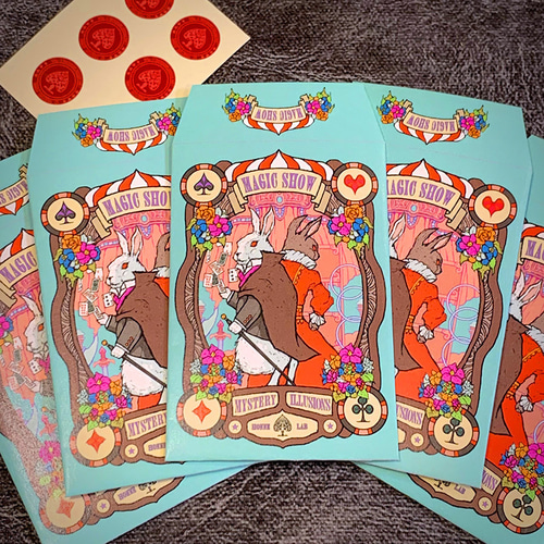ポチ袋『兎のマジックショー』5点セット（封シール付き） ぽち袋