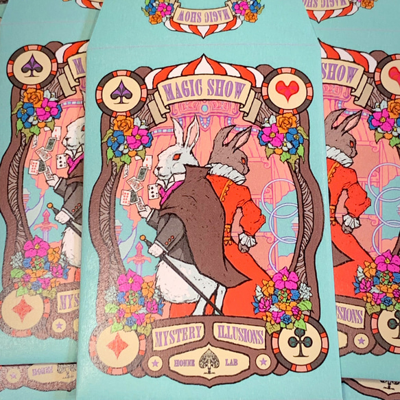 ポチ袋『兎のマジックショー』５点セット（封シール付き） 2枚目の画像