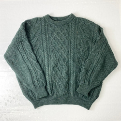 cable knit sweater green (secondhand clothing) 3枚目の画像