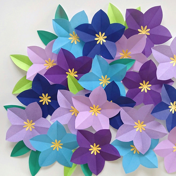 折り紙】桔梗の花セット │ 秋の壁面飾り お月見 敬老の日 ウォール