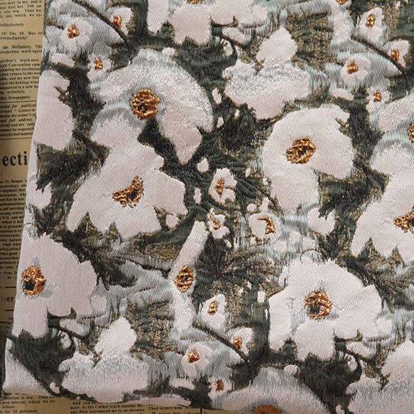 水墨風金糸花柄 ジャカード生地 [3504] 生地 ruusu 通販 15016439