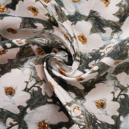 水墨風金糸花柄 ジャカード生地 [3504] 生地 ruusu 通販 15016439