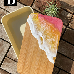海のお弁当箱♪ランチボックス 木製 ピクニック キャンプ アウトドア　ハンドメイド 紅葉 海アート 料理おかず ピンク 4枚目の画像