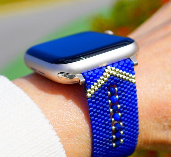 ラピスラズリ 銀製バンド 腕時計 ケース入り