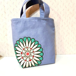 ハンドメイド帆布キャンバスバッグ/刺繍花柄 2枚目の画像