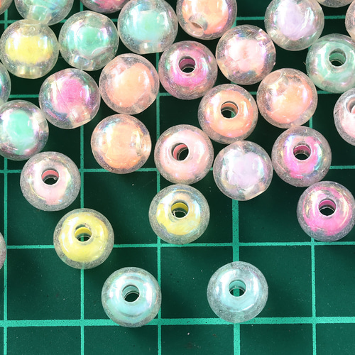 ビーズ 8mm 丸 ミックス 500個 オーロラ 穴あり 手芸 アクセサリー