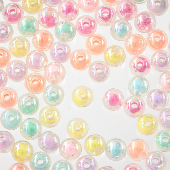 ビーズ 8mm 丸 ミックス 500個 オーロラ 穴あり 手芸 アクセサリー