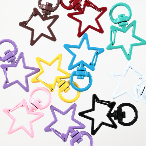 キーホルダー パーツ 星 スター 20個 カラフル ナスカン 金具 