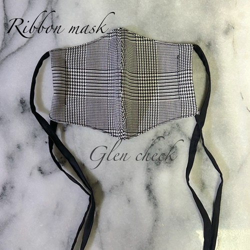 ﾘﾎﾞﾝﾏｽｸ】グレンチェックのﾛﾝｸﾞﾘﾎﾞﾝﾏｽｸ 布マスク Yukinko_Japan 通販  