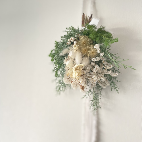 クリスマス　スワッグ　ベージュリボン リボンスワッグ30cm レッドリボン