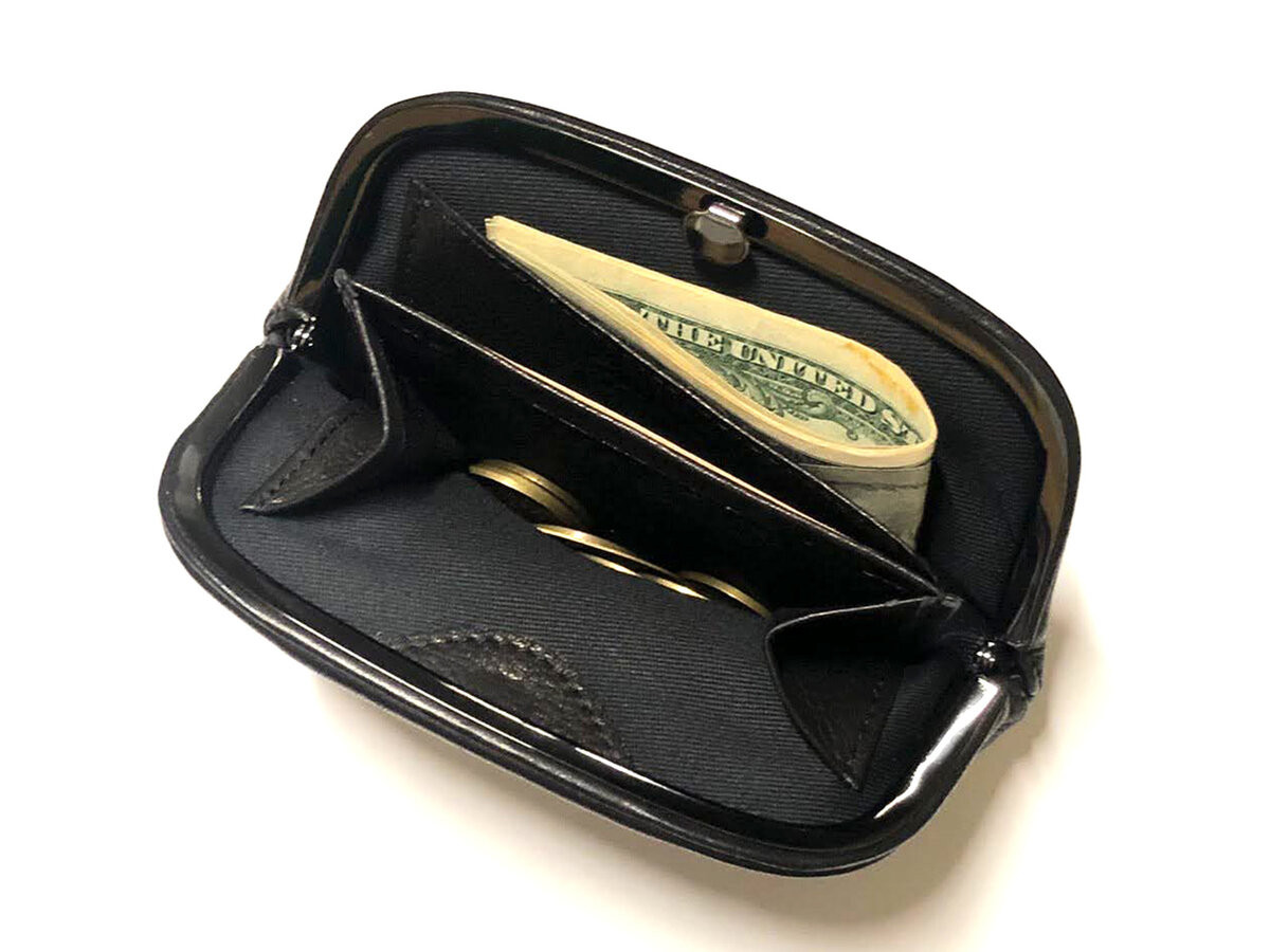 ESP-6634［カウレザー］　ネイビー　がま口ショート コインケース　コンパクト財布　ミニ財布　小銭入れ