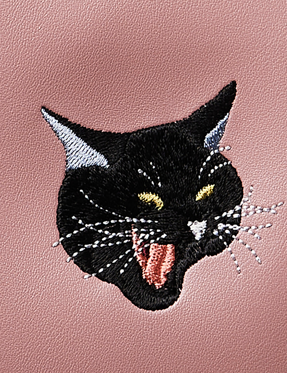 あくびする猫 ワンポイント スマホバッグ 刺繍 ポーチ 数量限定 8枚目の画像