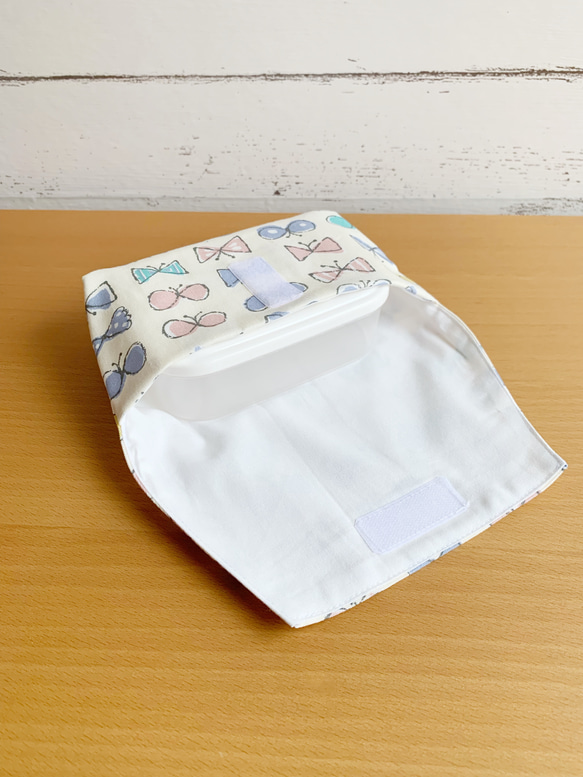 【sale1000円→900円】横入れお弁当ケース　くすみカラー　ちょうちょ　お弁当袋　園児サイズ 3枚目の画像