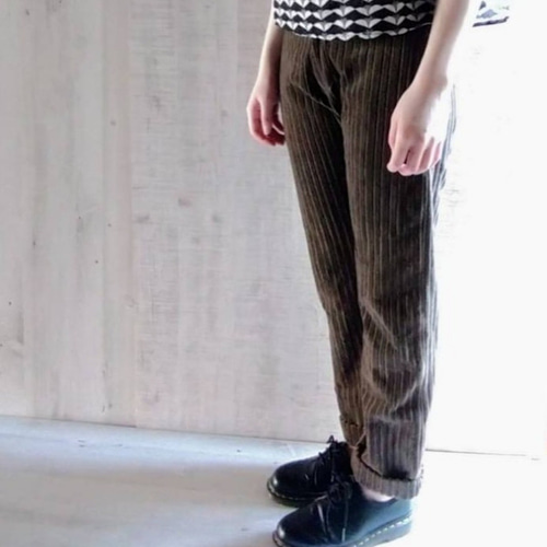 受注制作✨極太畝のコーデュロイパンツ ブラウン ロングパンツ