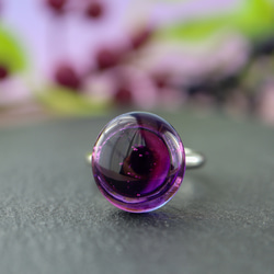 《ロイヤルパープル》ガラスドロップ リング 指輪 ガラス ガラスフュージング 紫 パープル 11枚目の画像