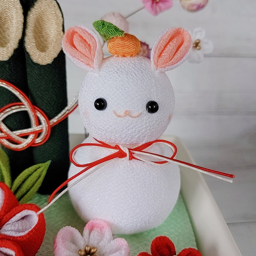 SOLD】お正月飾り 鏡餅 うさぎ しめ縄 門松 つまみ細工 ちりめん細工