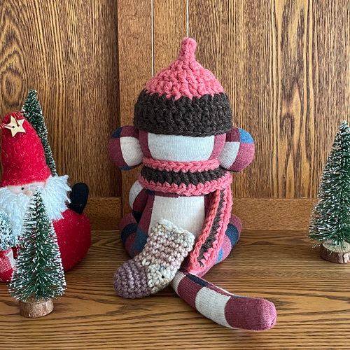 ソックモンキー⭐︎ブロックチェック☆レッド ぬいぐるみ 73⭐︎surf