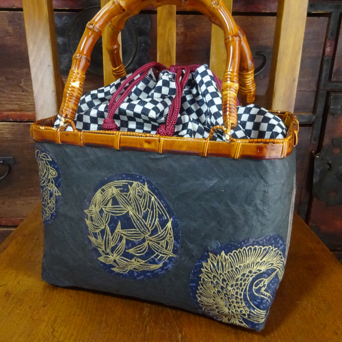 一閑張りバッグ予約です 一閑張りバックです。 江戸仕事人図 一閑張り