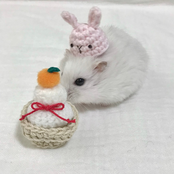 お正月⋆かがみもちの帽子　ハムスター⋆小動物⋆ぬいぐるみ 4枚目の画像