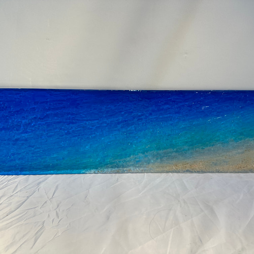 壁掛けアートパネル 海 ブルーシーのビーチ 90×25 その他キッチン小物