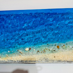 壁掛けアートパネル 海  ブルーシーのビーチ イルカとスターフィッシュ  ビーチ寄り貝殻90×25 3枚目の画像