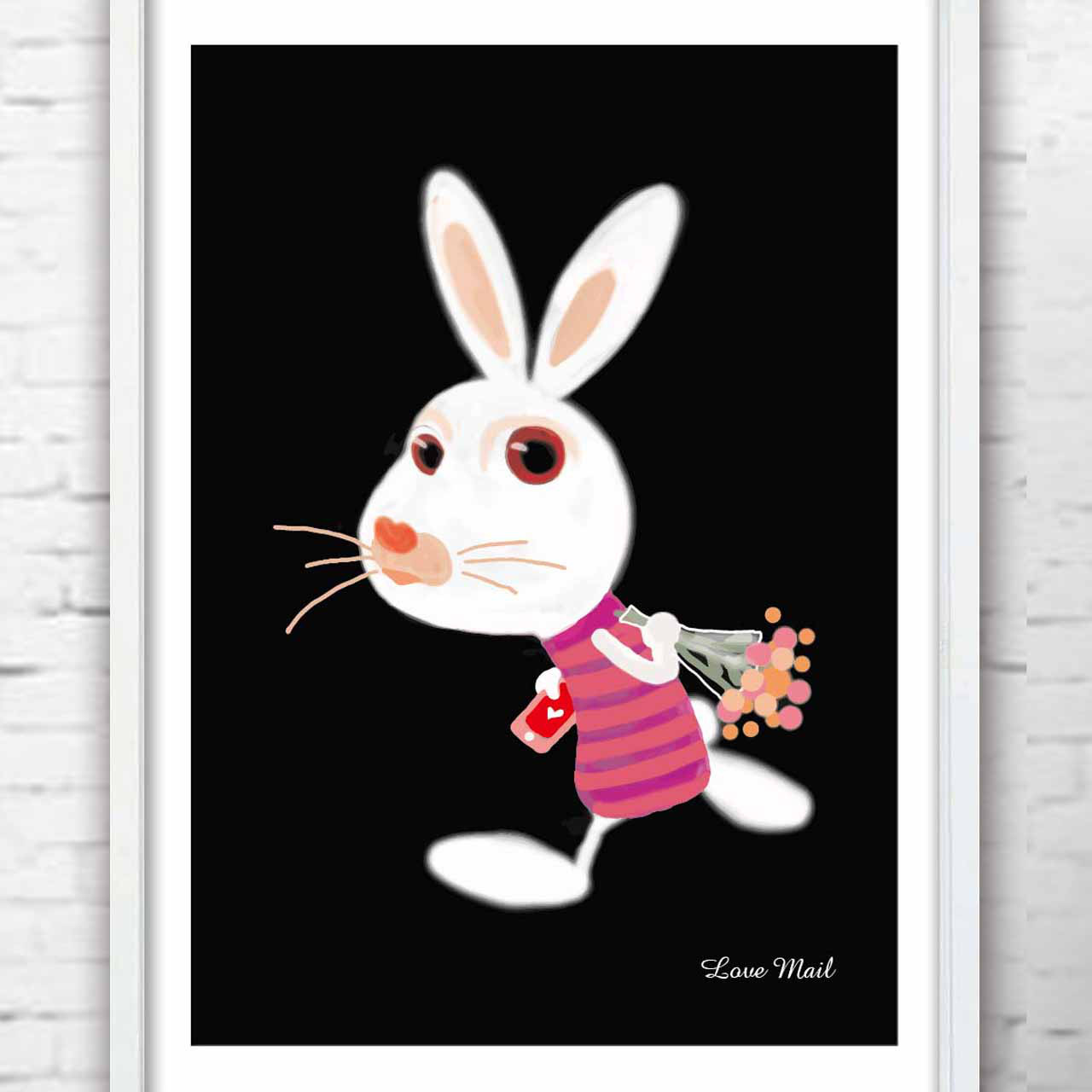 ラブメールスマホバージョン　ウサギ　イラスト　 アートポスター　ポスター　A4A3A2A1    アート　963