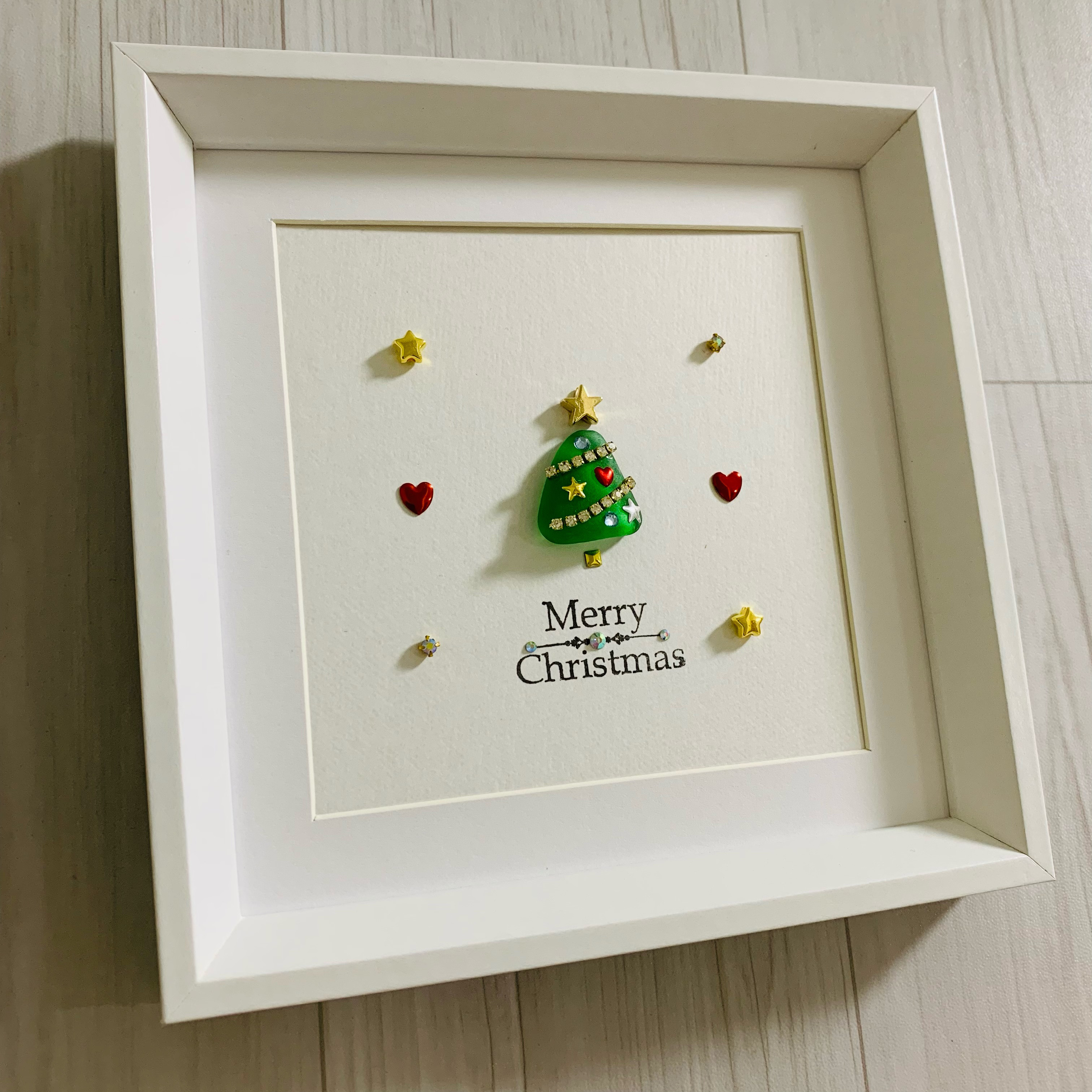 クリスマスツリー アートパネル シーグラスアート限定版 海の宝石 インテリア雑貨 北欧癒し 贈り物 プレゼント