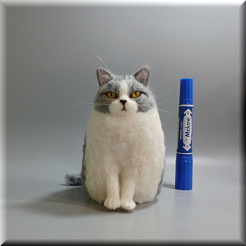 羊毛フェルト 猫 デブ猫さん ハチワレ猫 ねこ ネコ 猫フィギュア 羊毛
