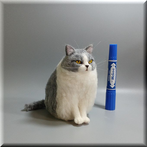 羊毛フェルト 猫 デブ猫さん ハチワレ猫 ねこ ネコ 猫フィギュア