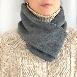 ◆特別価格!◆「シンプルが良い。」大人の上質&暖かフリース コンパクトマフラー(GRAY) 2枚目の画像