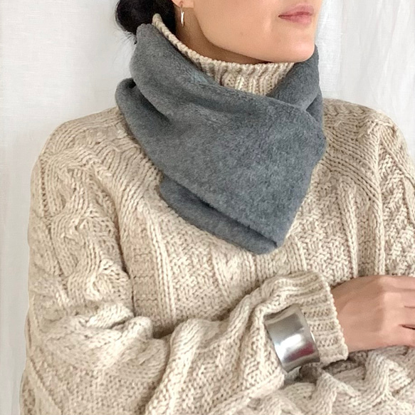 ◆特別価格!◆「シンプルが良い。」大人の上質&暖かフリース コンパクトマフラー(GRAY) 1枚目の画像
