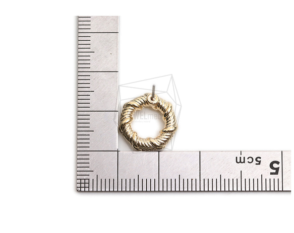 ERG-2249-G【2枚】圓耳環,圓柱耳環/14.3mm X 14.3mm 第5張的照片