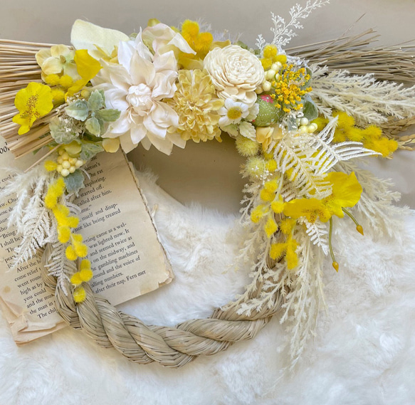 Happy yellow ミモザ しめ縄 しめ縄・しめ飾り my craft 通販 15018808