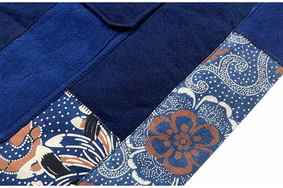 日系藍染復古パッチワーク刺子綿道袍つぎはぎゆったり秋冬綿衣加綿外套 2枚目の画像