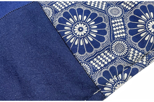 日系藍染復古パッチワーク刺子綿道袍つぎはぎゆったり秋冬綿衣加綿外套 6枚目の画像