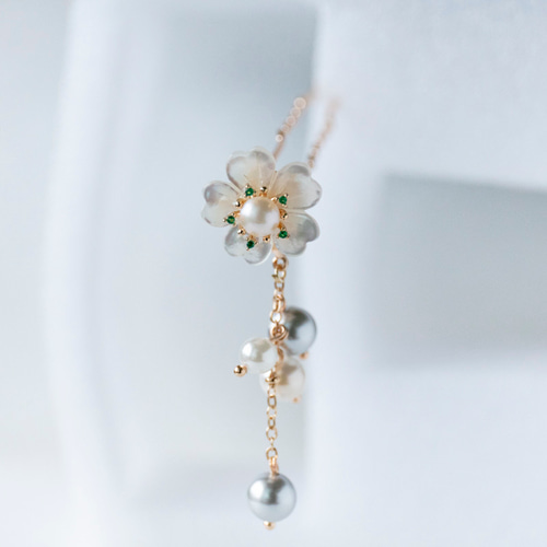 白蝶貝細工桜と貝パールのかんざし u字 簪 ヘアアクセサリー 和装髪